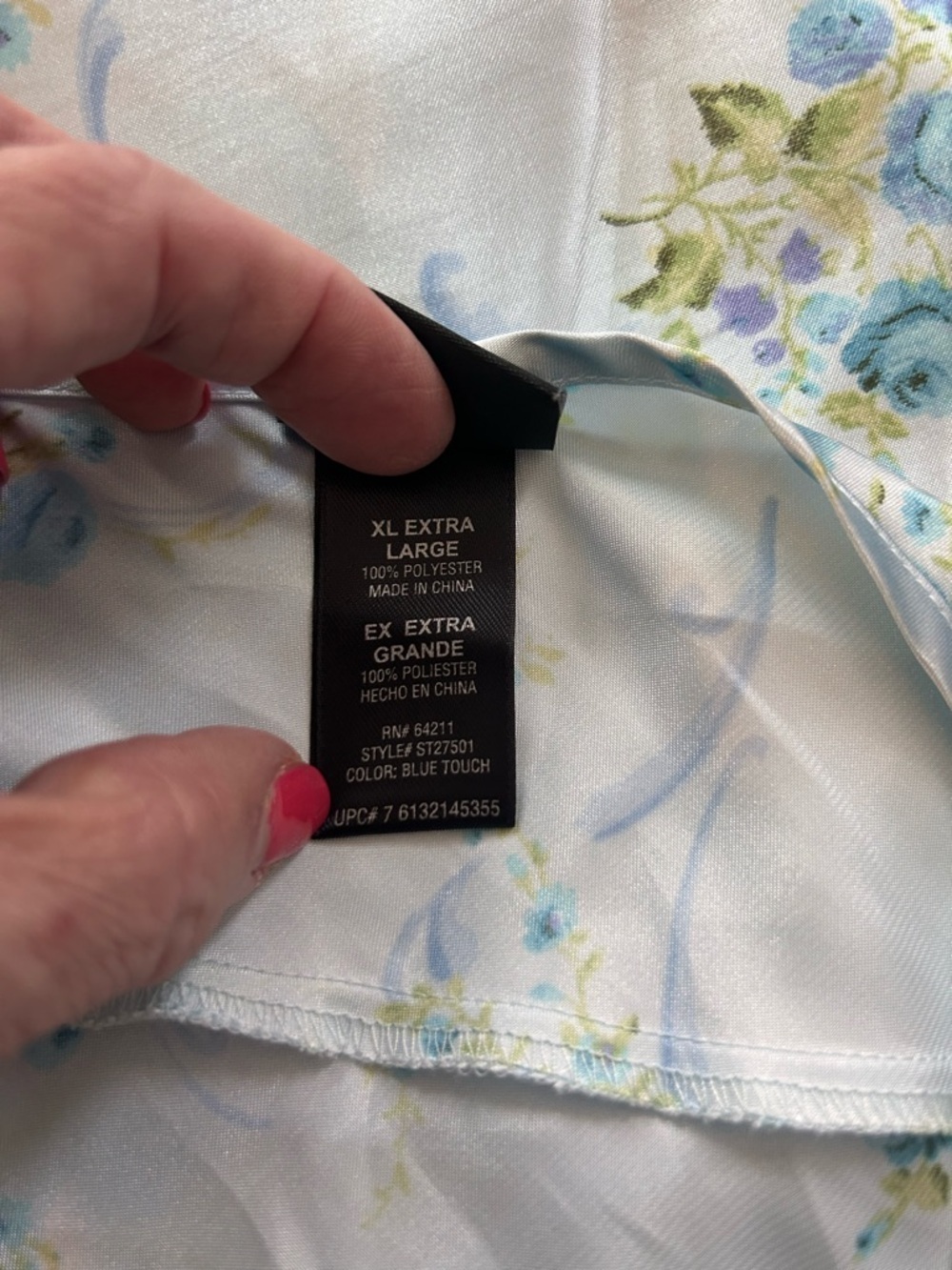Secret Treasures Blue Floral Satin Chemise Size XL - Picture 9 of 11